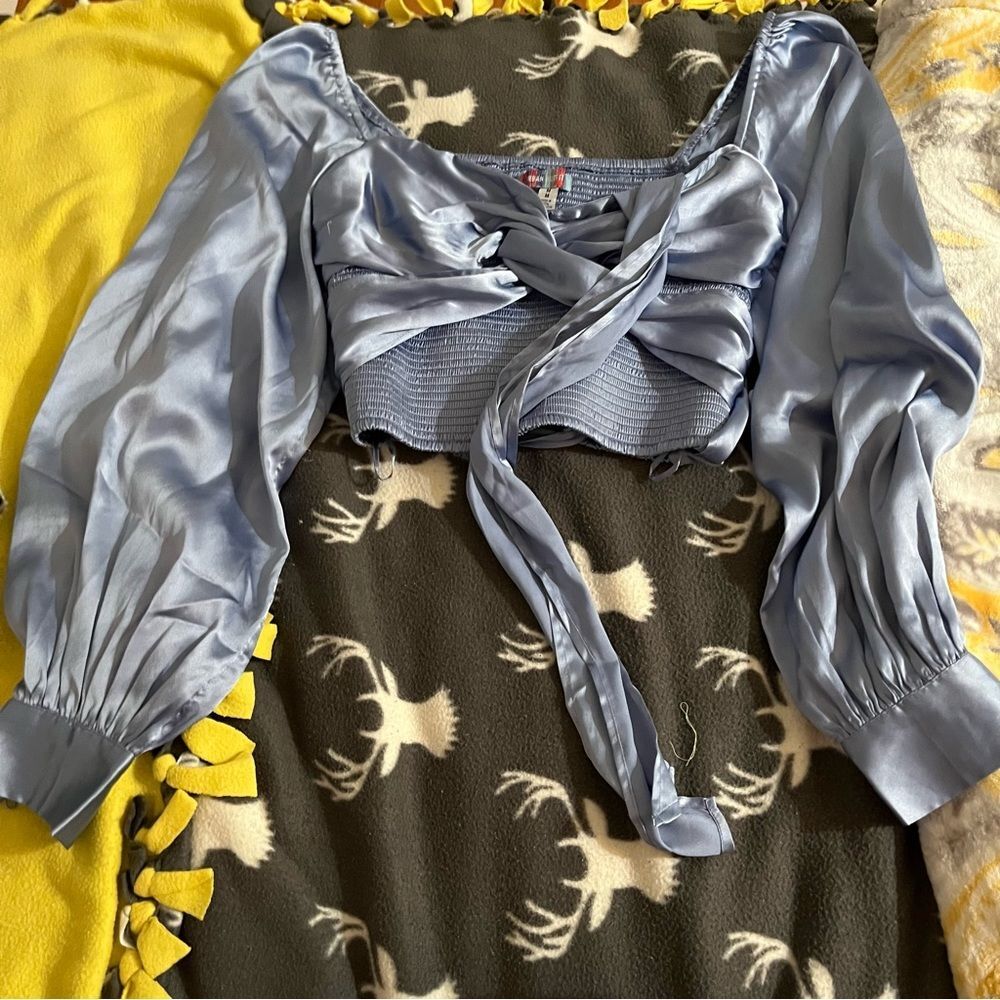 Urban outfitters periwinkle wrap blouse medium